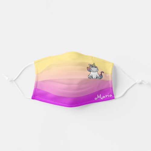 Cute Unicorn Rainbow Gradient Personalized Name Adult Cloth Face Mask