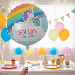 Cute Unicorn Rainbow Happy Birthday Party Balloon
