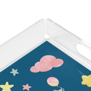 Cute Unicorn Rainbow heart balloon star pattern Acrylic Tray