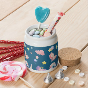 Cute Unicorn Rainbow heart balloon star pattern Candy Jar