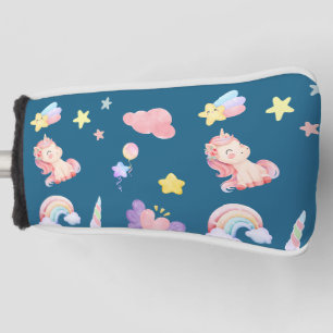 Cute Unicorn Rainbow heart balloon star pattern Golf Head Cover