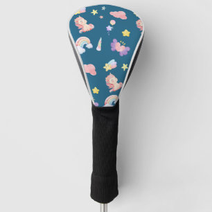 Cute Unicorn Rainbow heart balloon star pattern Golf Head Cover