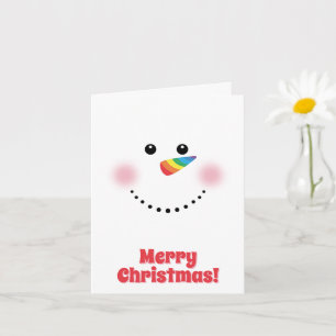 Cute Unicorn Rainbow Horn Nose Snowman Card