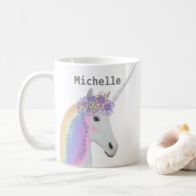 Cute Unicorn Rainbow Hot Chocolate Kid's Mug (With Donut)