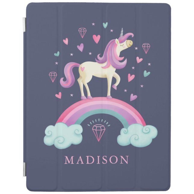Cute Unicorn Rainbow iPad Smart Cover (Front)