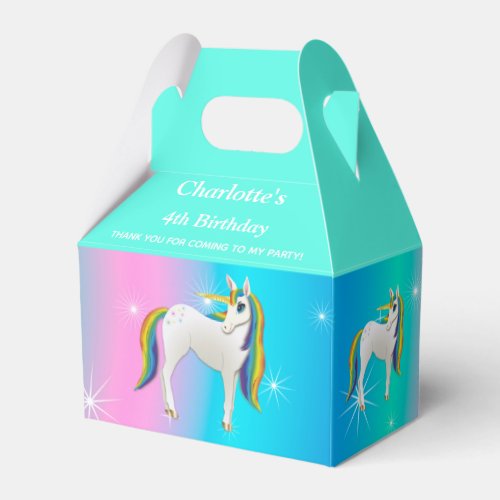 Cute Unicorn Rainbow Magical Birthday Party Favor Boxes