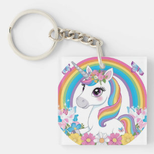 Cute Unicorn Rainbow Magical Fantasy Gift for Kids Keychain