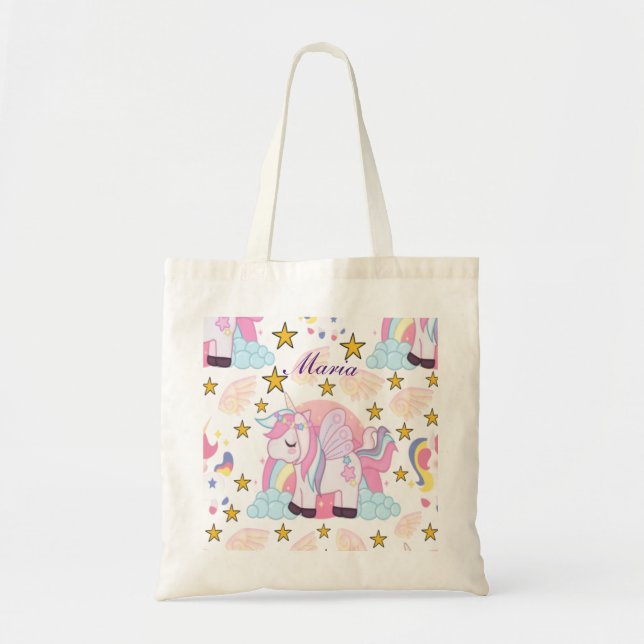 Cute Unicorn Rainbow Magical Personalized  Tote Bag (Front)