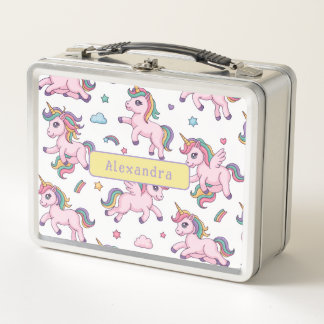 Cute Unicorn Rainbow Metal Lunch Box