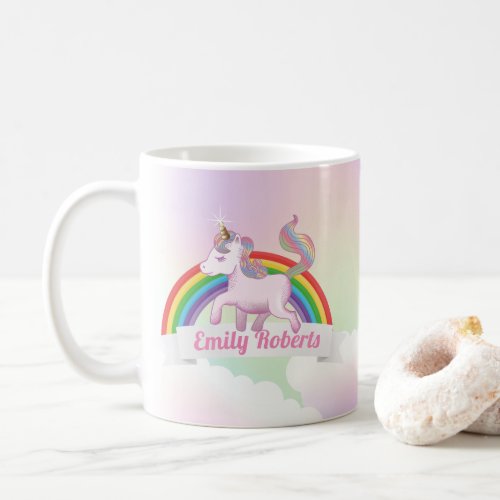 Cute Unicorn  Rainbow Pastel Holographic Coffee Mug