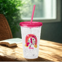 Cute Unicorn Rainbow Personalized Name Pink Color