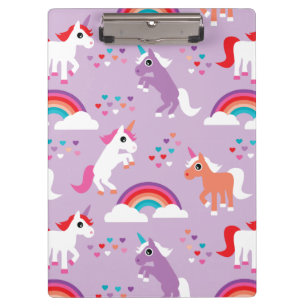 Cute Unicorn Rainbow Purple Clipboard
