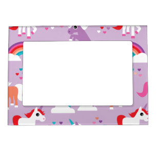 Cute Unicorn Rainbow Purple Magnetic Photo Frame