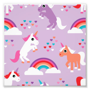 Cute Unicorn Rainbow Purple Photo Print