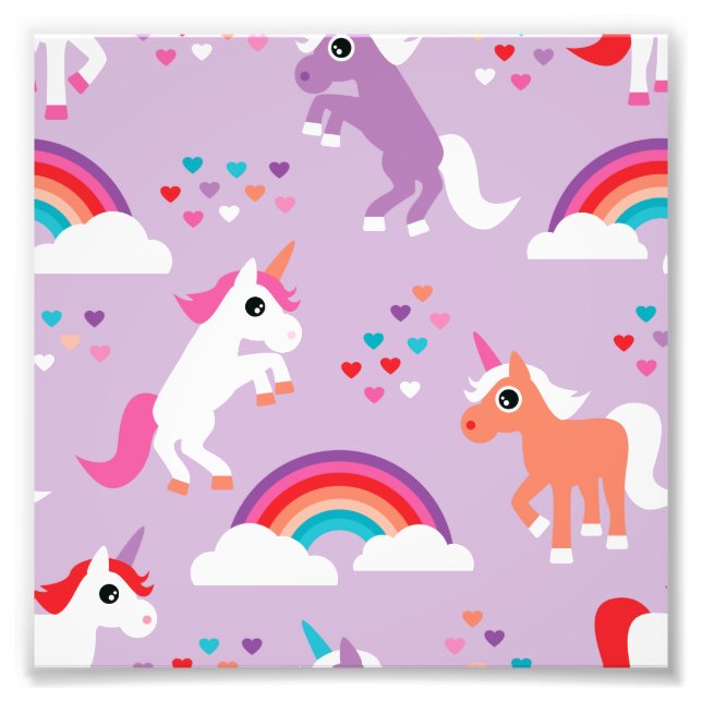 Cute Unicorn Rainbow Purple Photo Print (Front)