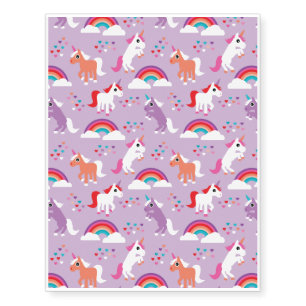 Cute Unicorn Rainbow Purple Temporary Tattoos