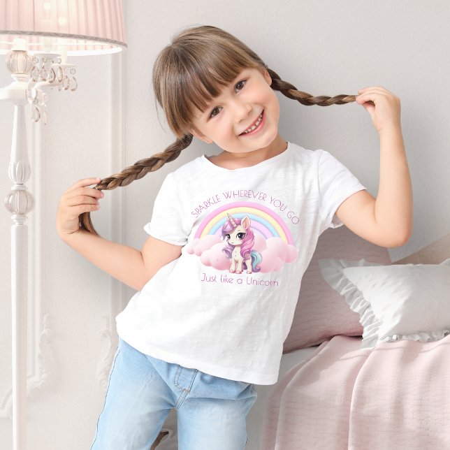 Cute Unicorn Rainbow Sparkle Girls T-Shirt (Creator Uploaded)