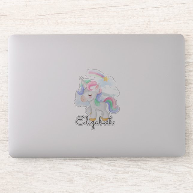 Cute Unicorn Rainbow Star Sticker (Computer)