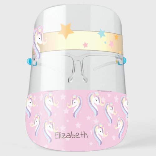 Cute Unicorn RainbowStars Face Shield