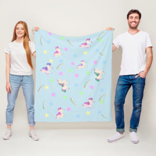 Cute Unicorn rainbow stars seamless pattern Fleece Blanket