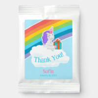 Cute Unicorn Rainbow Thank You Drink Mix Favor