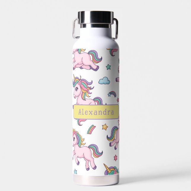 Cute Unicorn Rainbow Water Bottle (Front)