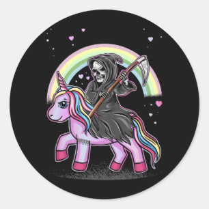 Cute Unicorn Reaper Rainbow Pastel Goth Kawaii Classic Round Sticker
