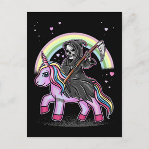 Cute Unicorn Reaper Rainbow Pastel Goth Kawaii Postcard