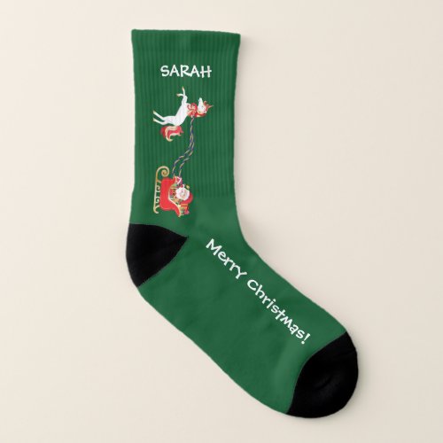 Cute Unicorn Santa Personalized Name Christmas Socks