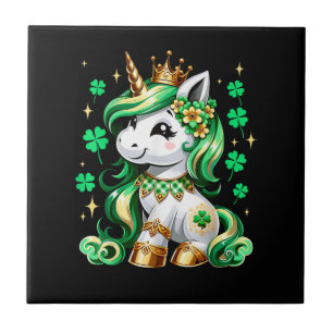 Cute Unicorn Shamrock St Patricks Day  Ceramic Tile