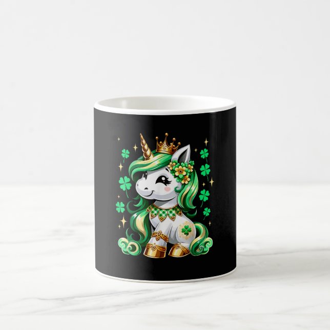 Cute Unicorn Shamrock St Patricks Day Coffee Mug (Center)
