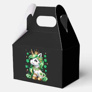 Cute Unicorn Shamrock St Patricks Day Favor Boxes