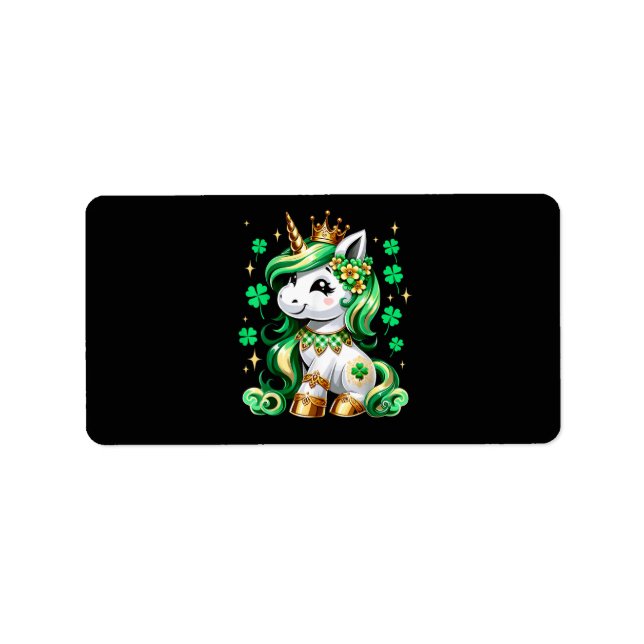 Cute Unicorn Shamrock St Patricks Day Label (Front)