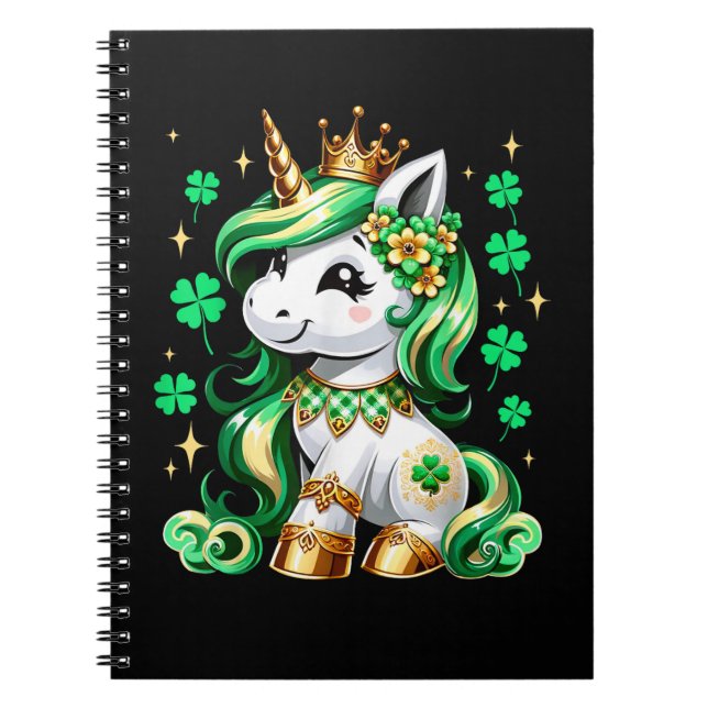 Cute Unicorn Shamrock St Patricks Day  Notebook (Front)