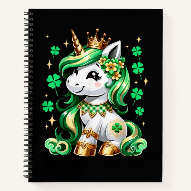 Cute Unicorn Shamrock St Patricks Day  Notebook (Front)