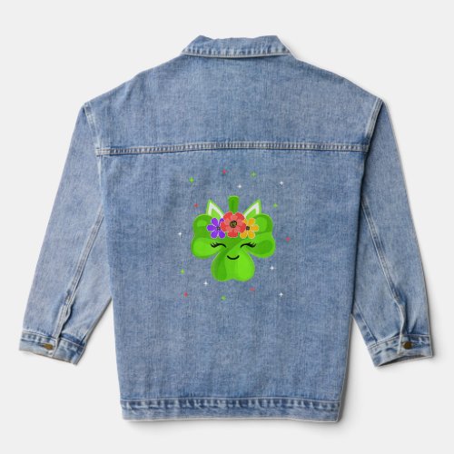 Cute Unicorn Shamrock St Patricku2019s Day Girls K Denim Jacket