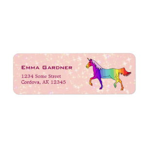 Cute Unicorn Sparkles Girly Return Address Label
