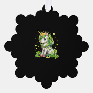 Cute Unicorn St Patricks Day Saint Pattys Girls Le Ornament Card