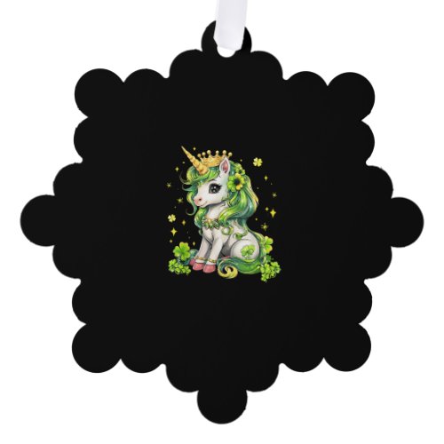 Cute Unicorn St Patricks Day Saint Pattys Girls Le Ornament Card