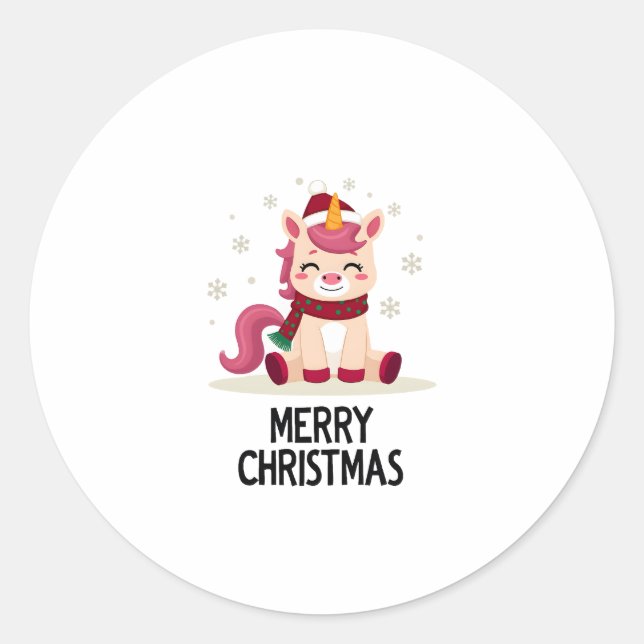 Cute Unicorn Starry Night (4) Classic Round Sticker (Front)