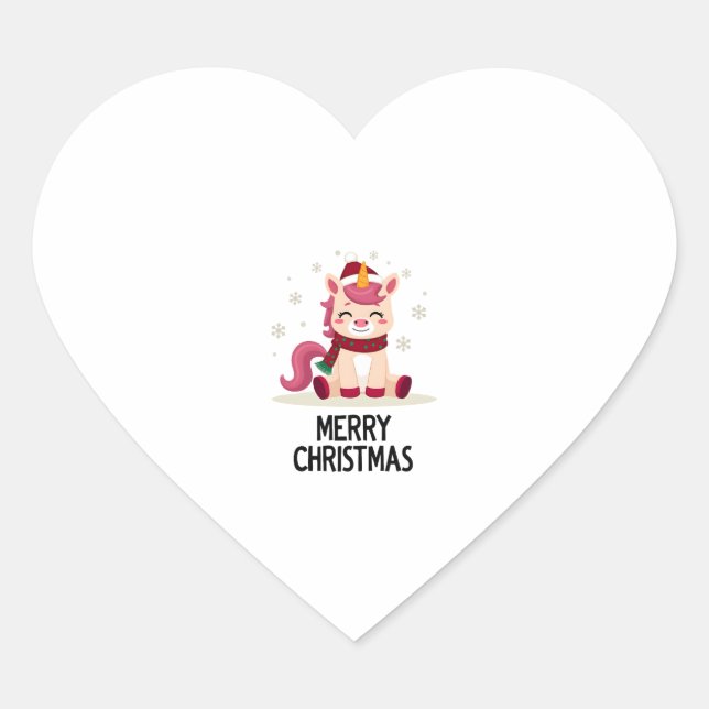 Cute Unicorn Starry Night (4) Heart Sticker (Front)