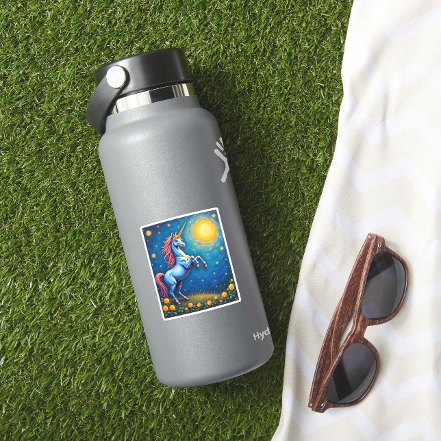 Cute Unicorn Starry Night (4) Sticker (HydroFlask Insitu)