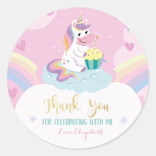 Cute Unicorn StarsCloud Rainbow Classic Round Sticker