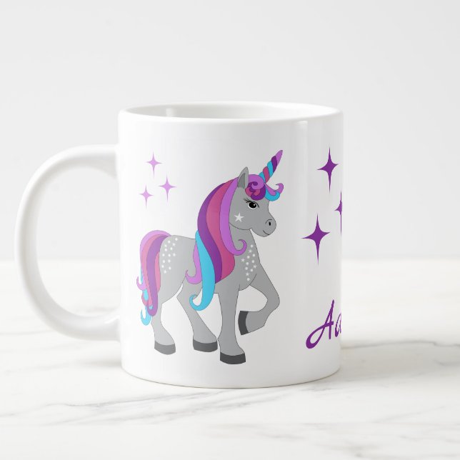 Cute Unicorn & Stars Giant Coffee Mug (Left)