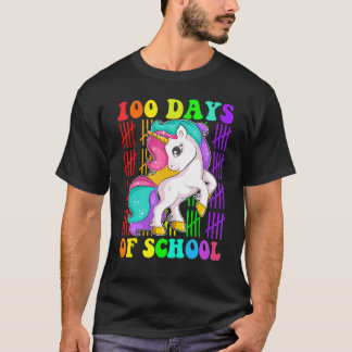 Cute Unicorn Student Boys Kids Gift 100 Days Of Sc T-Shirt