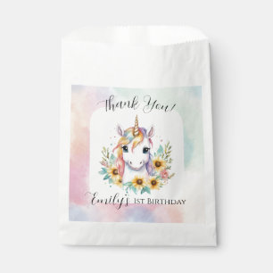 Cute Unicorn Sunflower Birthday  Favor Bag