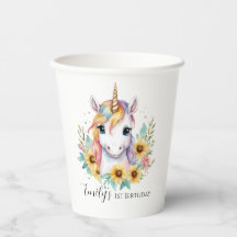 Cute Unicorn Sunflowers 1st Birthday