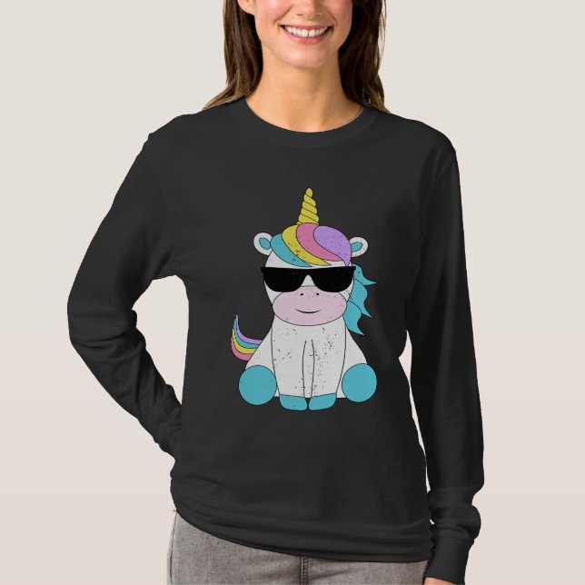 Cute Unicorn Sunglasses Magical Unicorns Fantasy M T-Shirt (Front)