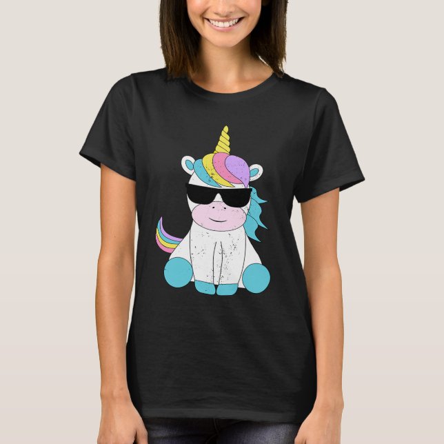 Cute Unicorn Sunglasses Magical Unicorns Fantasy M T-Shirt (Front)