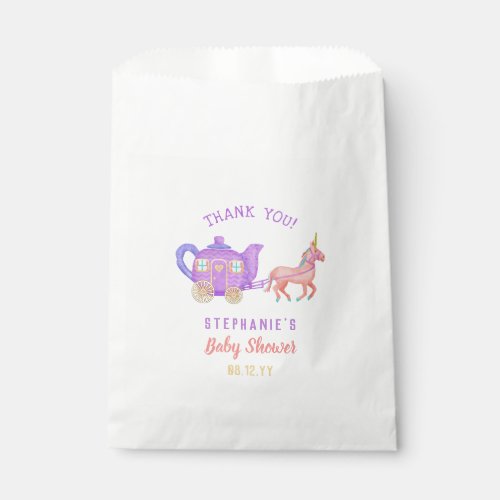 Cute Unicorn Tea Party Baby Shower Thank You Favor Bag